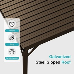 Domi 10x14FT Lean to Gazebo, Wall Mounted Gazebo w/Sloping Roof,Drainage System