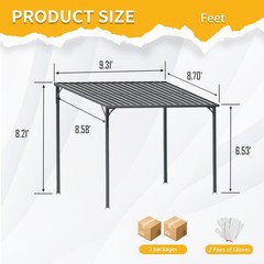 8×10 FT Outdoor Metal Pergola Wall-mounted Gazebo Waterproof for Patio,Garden