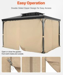 Gazebo Privacy Curtain 10&prime; x 10&prime; x 6.9&prime; Waterproof Gazebo Curtains Gray