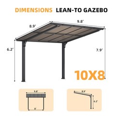 Hardtop Gazebo Freestanding Metal Carport Patio Pergola Roof Awning Shelter