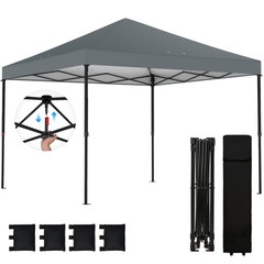 10 x 10 ft Pop Up Canopy Tent with One Push Setup, Dark Gray