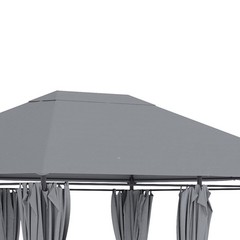 13&prime; x 10&prime; Steel Outdoor Patio Gazebo Pavilion Canopy Tent w/ Curtains Grey