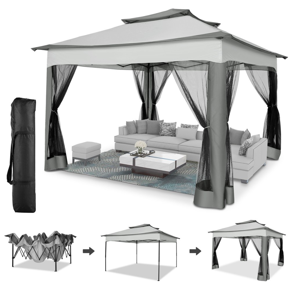 Pop Up Gazebo 11x11ft One-Push Tent Outdoor Garden Lawn Canopy Carpas Para Patio