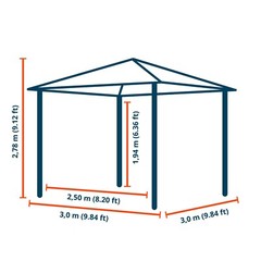 Hardtop Garden Gazebo Steel Roof Aluminium Frame 10×10 10×13 13×13 ft Canopy
