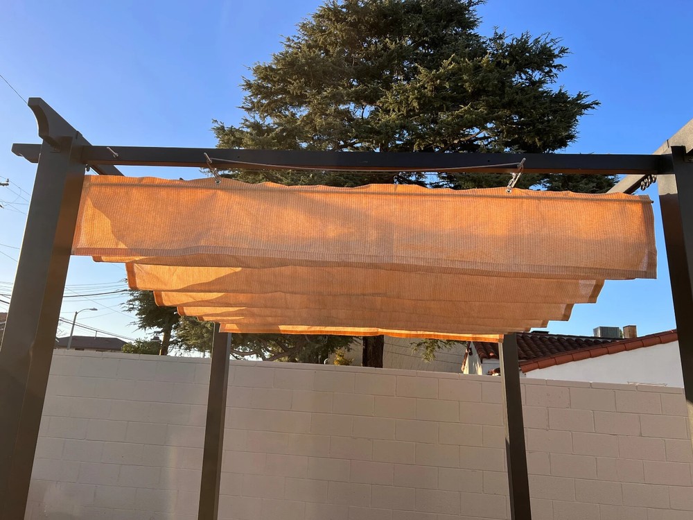 Retractable HDPE Wave Shade Canopy Replacement for Wood Patio Pergola w/Hardware