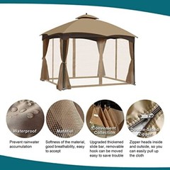 Gazebo Universal Mosquito Netting – Outdoor Gazebo Canopy 4-Panel Screen Wall…