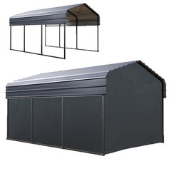 10×15&rsquo;Metal Carport Garage Outdoor Canopy Heavy Duty Shelter Car Shed w/Sidewall