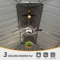 Domi 12x20Ft Hardtop Gazebo Double Roof w/Curtain&Netting,Built-in gutter system