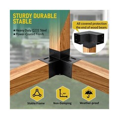 4×4 Pergola Brackets 3-Way 90° Right Angle Corner Extension Bracket Woodwor