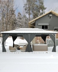 Hardtop Gazebo 12×20 FT Outdoor Heavy Duty Double Metal Roof Curtain