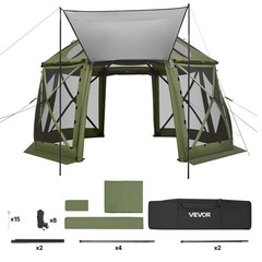 VEVOR 13-Sided Spherical Pop up Gazebo Screen Tent 13 x 13 ft for 10-12 Persons