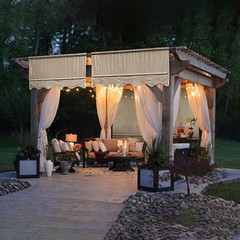 2pcs Patio 15.5×4&prime; Pergola Canopy Replacement Cover Tan UV20+ 180g w/ Valance