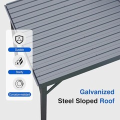 Domi 8x10FT Lean to Gazebo, Wall Mounted Gazebo w/Sloping Roof,Drainage System