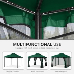 Patio Gazebo Mosquito Netting Screen Walls 10×12, Forest Green