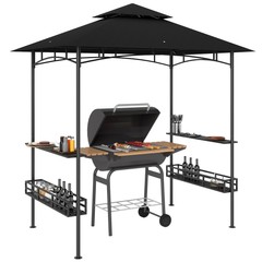 8&prime; x 5&prime; Grill Gazebo, 2-Tier Outdoor BBQ Gazebo, Dark Gray