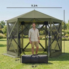 10 x 11 ft Pop Up Gazebo Screen Tent, Instant Camping Canopy