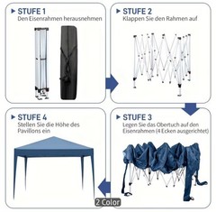 Blue Pop-Up Portable Canopy Tent with Sidewalls, Square Iron Frame