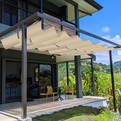 TANG 3&prime; x 16&prime; Pergola Cover Shade Canopy, Retractable 0 3&rsquo;W X 16&rsquo;L, Beige