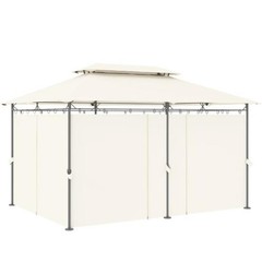 Premium 10x13ft Double Roof Gazebo with Removable Curtains, Outdoor Metal