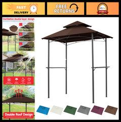 Outdoor BBQ Grill Gazebo Replacement Canopy Top – 5&prime; x 8&prime; Waterproof Double Tier