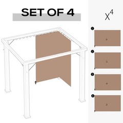 9.84&prime; x 9.84&prime; Gazebo Sidewall Set with Hooks/C-Rings, Brown