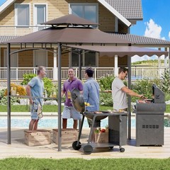 8&rsquo;X8&prime; Grill Gazebo Canopy – Heavy Duty Steel Frame, Double Tiered Grill Canopy