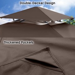 High Quality Replacement Canopy Top for Garden Grill Gazebo Waterproof Brown