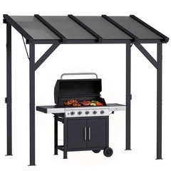 8&prime; x 5&prime; Grill Gazebo Lean-to Pergola with Polycarbonate Roof