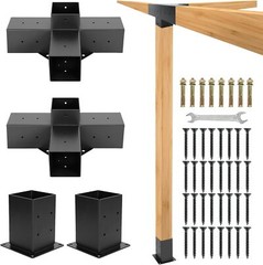 2 Pack Pergola Kit-4 Way 4×4 » T Bracket Corner Bracket/Gazebo Kit DIY Post Base
