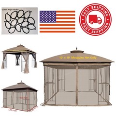 Tan Mosquito Netting for 10 Foot Gazebo Replacement Polyester Material