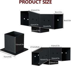 15° &75° Angled Pergola Brackets Kit, 3-Way Bracket with Post Base Kit for Log C