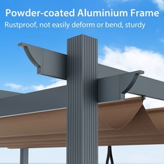 10x12ft Outdoor Aluminum Retractable Pergola Canopy Shelter Grape Trellis Brown