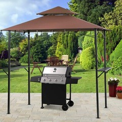 8&prime; x 5&prime; Brown Canopy Patio Grill Gazebo Home Outdoor Furniture Garden Backyard