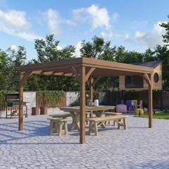 10&prime; x 12&prime; Outdoor Wood Pergola Gazebo with Stable Structure, Brown