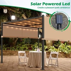 10&prime; x 10&prime; Outdoor Pergola Gazebo Patio Canopy For Backyard Pool Deck Garden Tan