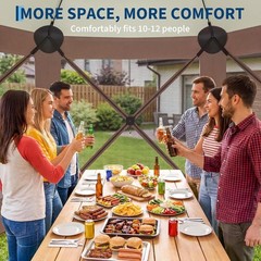Gazebo Screen Tent 12x12FT 6-Sided Removable Canopy Bite-Proof Mesh Brown