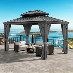 16 x 12 ft Hardtop Gazebo, Heavy Duty Aluminum Hardtop Gazebo Outdoor Pavilion