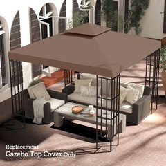 9.8×9.8ft Double-Layer Canopy Top with Drainage Holes Coffee