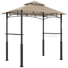 8&prime; x 5&prime; Grill Gazebo, 2-Tier Outdoor BBQ Gazebo, Khaki