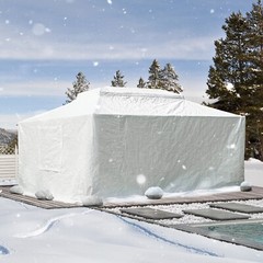 Domi 12&rsquo;x16&prime; Universal Winter Gazebo Cover w/Sidewalls and Mesh Windows(White)