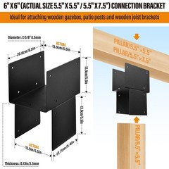 4 Pack Heavy Duty 5.5X5.5 Stainless Steel Post Caps Tie Bracket For Wood Beams