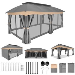 12×20 Heavy Duty Gazebo with Privacy Curtains Outdoor Garden Party Canopy Tent
