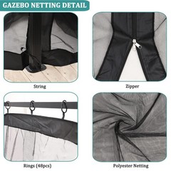 Durcover 10X12Ft Replacement Mosquito Netting Universal Gazebo Netting Zippers