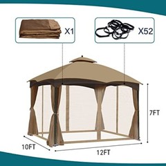 Gazebo Universal Mosquito Netting – Outdoor Gazebo Canopy 4-Panel Screen Wall…
