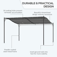 10&prime; x 13&prime; Steel Outdoor Pergola Gazebo Patio Canopy Backyard Garden Gray