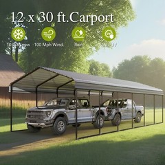 12×30&prime; Metal Carport Heavy Duty Upgraded Reinforce Outdoor Car Shelter Garage