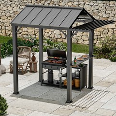 Grill Gazebo 6&prime; x 8&prime; with Galvanized Steel Roof and Extended Eave, with UV Block