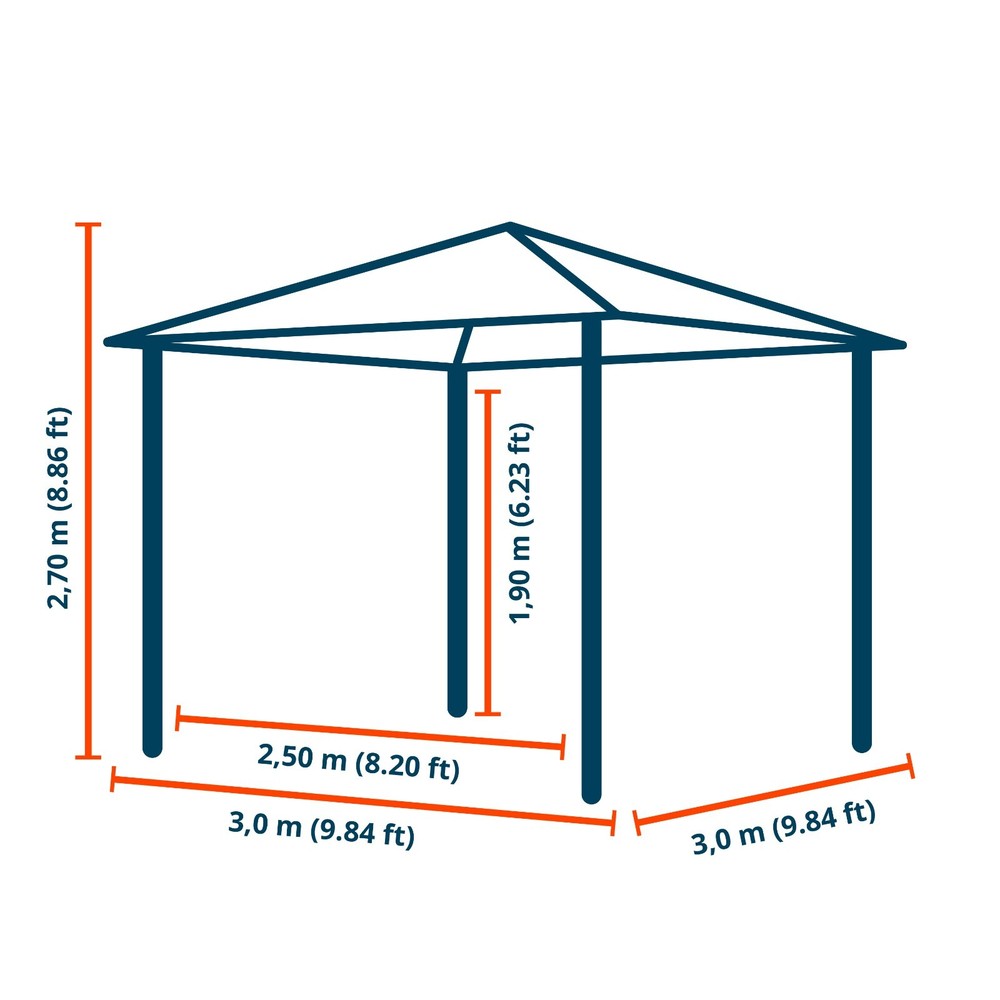 Garden Gazebo 10×10 ft 10×13 ft Softtop Polyester Roof Steel Frame Click System