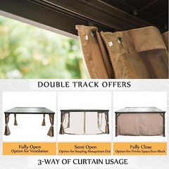 Pre-Owned 10&rsquo;x12&prime; Hardtop Gazebo Against Wall w/Sloping Steel Roof,Curtains&Net