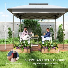 Gray 12&prime; x 12&prime; Backyard Party Cabana Gazebo, with 3 Level Adjustable Height